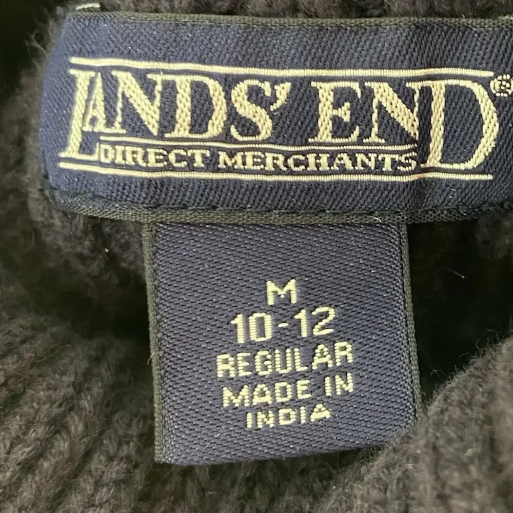 Lands’ End Thick Chunky Knit Navy Blue Turtleneck Sweater Size Medium